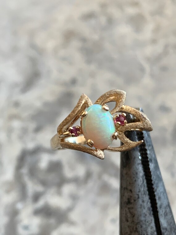 Genuine Opal Ruby Ring, 10k Solid Gold Ring and S… - image 9