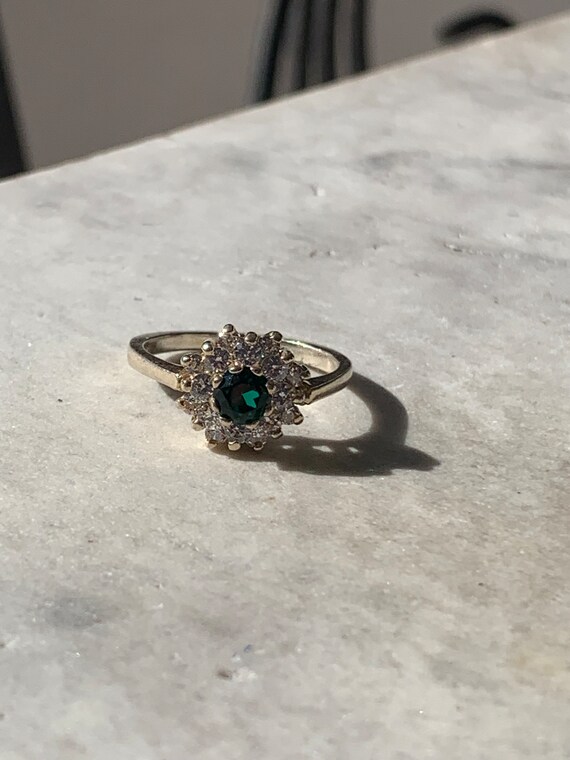 Vintage Emerald CZ Ring, Simulated Emerald CZ Rin… - image 5