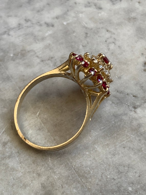 Vintage Ruby CZ Women’s Ring, Gold Plated Pure Si… - image 6