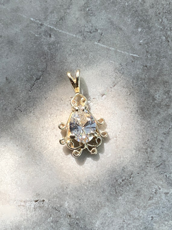 Vintage Pear CZ Pendant, Sparkling CZ Pendant, Dai