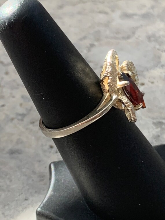 Vintage Solitaire Ruby Ring, Emerald Cut Ruby Rin… - image 4