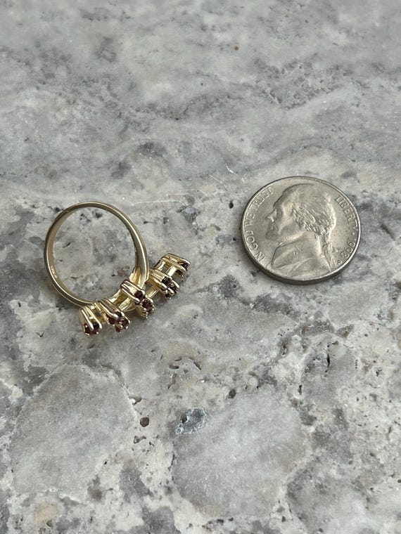 Vintage Simulated Ruby Ring: Gold Plated Silver, … - image 9