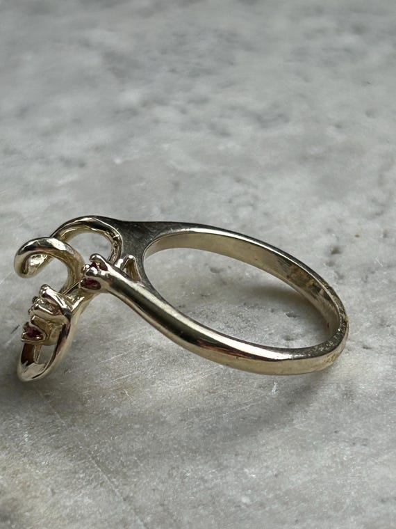 Vintage Ruby CZ Gold Ring: Simulated Rubies, July… - image 3