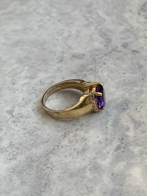 Vintage Amethyst CZ Ring, Gold Plated Pure Silver… - image 9