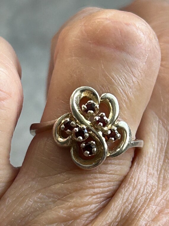 Vintage Gold Plated Ruby Ring: Mid Century July B… - image 2