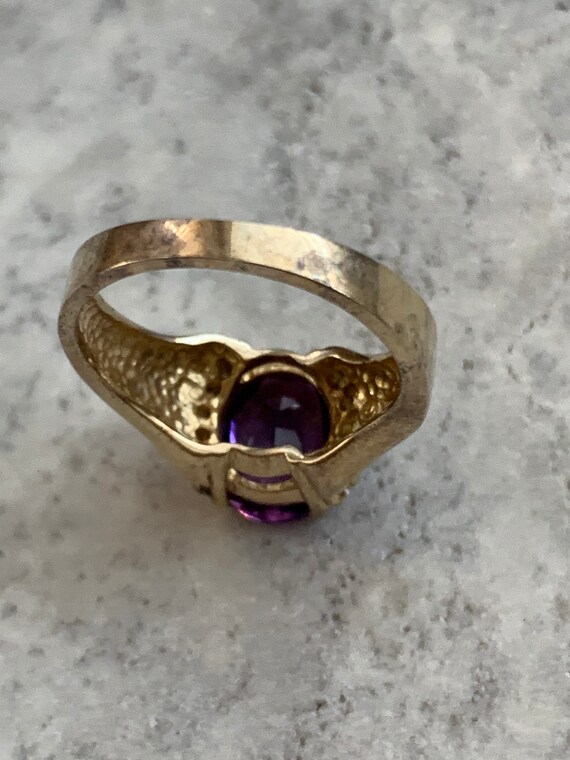 Vintage Amethyst CZ Ring, Gold Plated Pure Silver… - image 7
