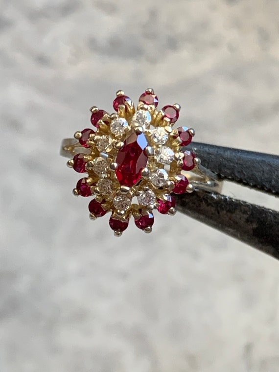 Vintage Ruby CZ Women’s Ring, Gold Plated Pure Si… - image 2