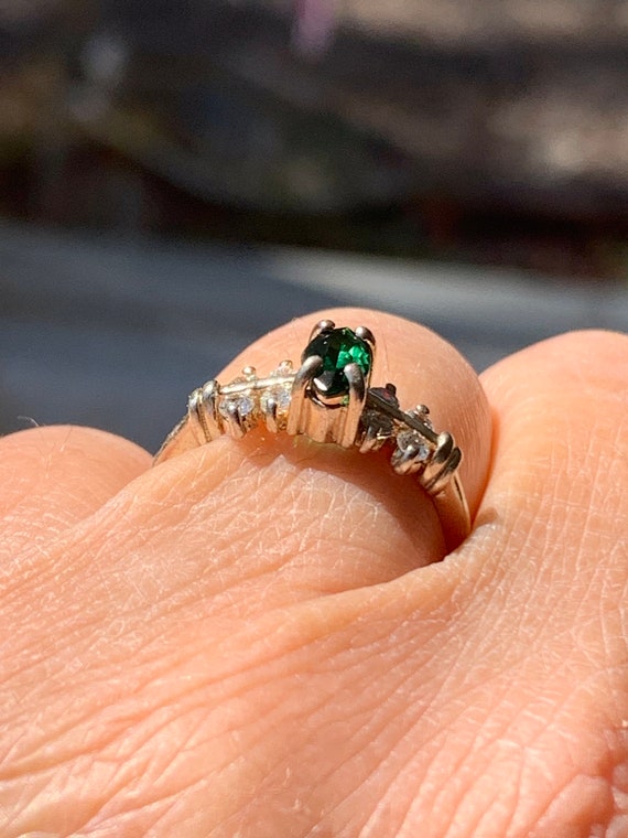 Vintage Emerald Multi CZ Ring, Marquise cut emera… - image 8