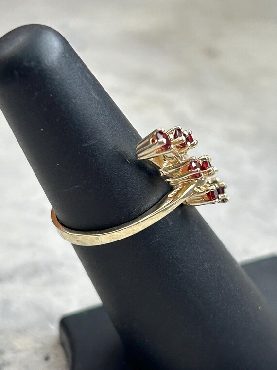 Vintage Simulated Ruby Ring: Gold Plated Silver, … - image 6