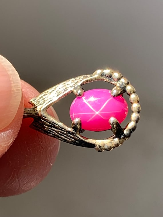 Synthetic Ruby Star Sapphire Pendant, Mid-century 