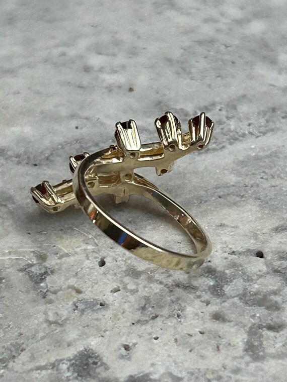 Vintage Simulated Ruby Ring: Gold Plated Silver, … - image 7