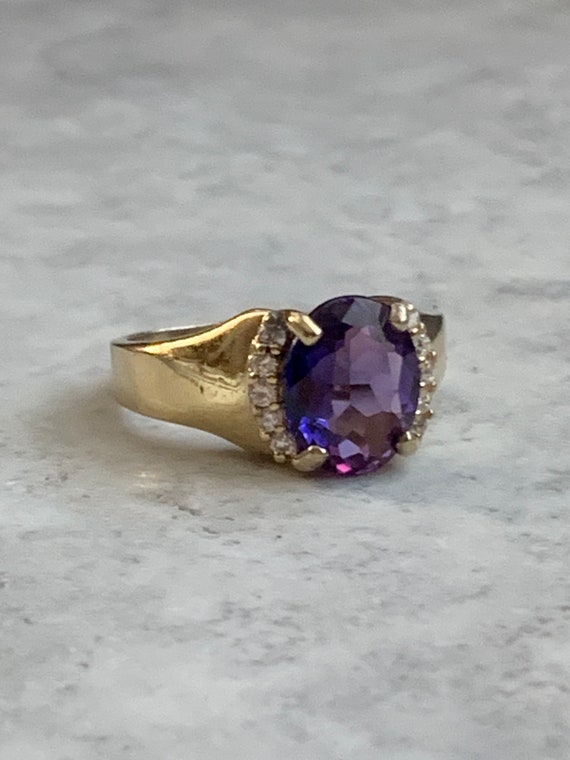 Vintage Amethyst CZ Ring, Gold Plated Pure Silver… - image 6
