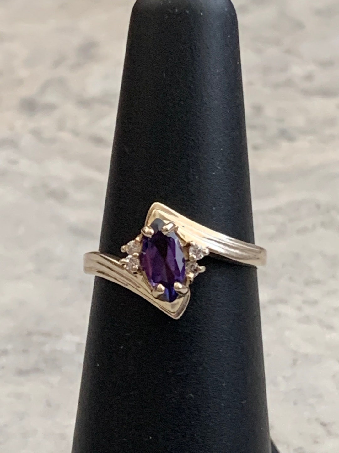 Bague or rectangle améthyste - | bijouterie en ligne - bague
