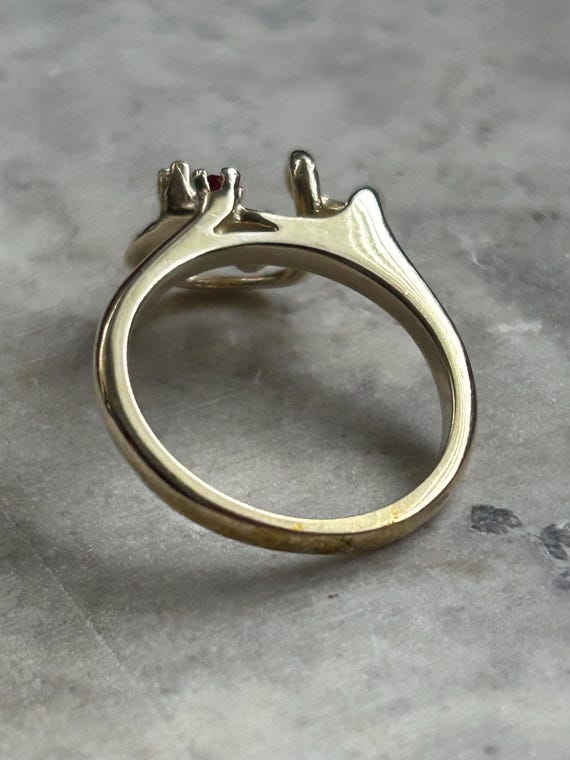 Vintage Ruby CZ Gold Ring: Simulated Rubies, July… - image 4