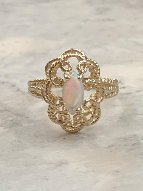 Vintage Genuine Opal Womans Ring Gold Plated Pure Silver | Etsy