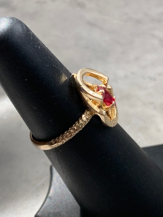 Vintage Marquise Ruby Ring, Simulated Ruby, Size … - image 3