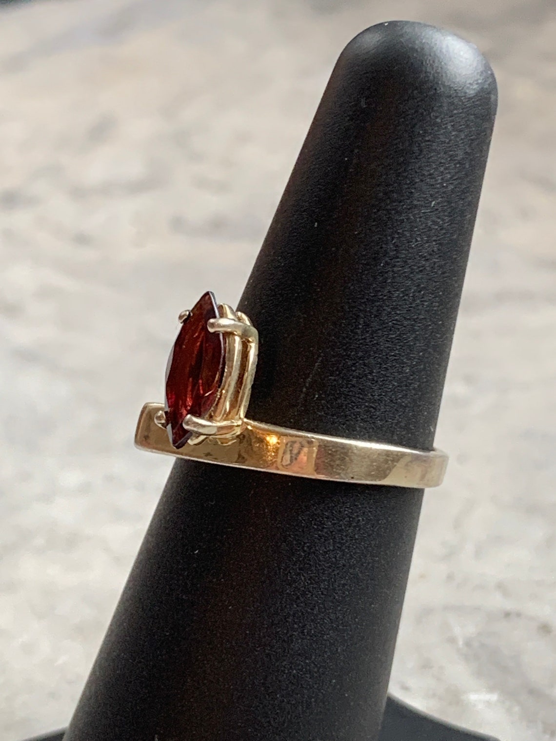 Vintage Marquise Garnet Gold Ring Gold Plated Pure Silver | Etsy