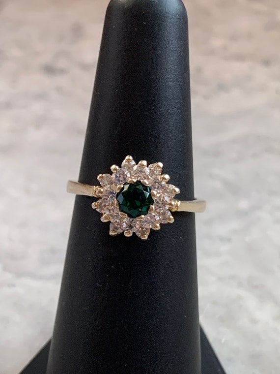 Vintage Emerald CZ Ring, Simulated Emerald CZ Rin… - image 1