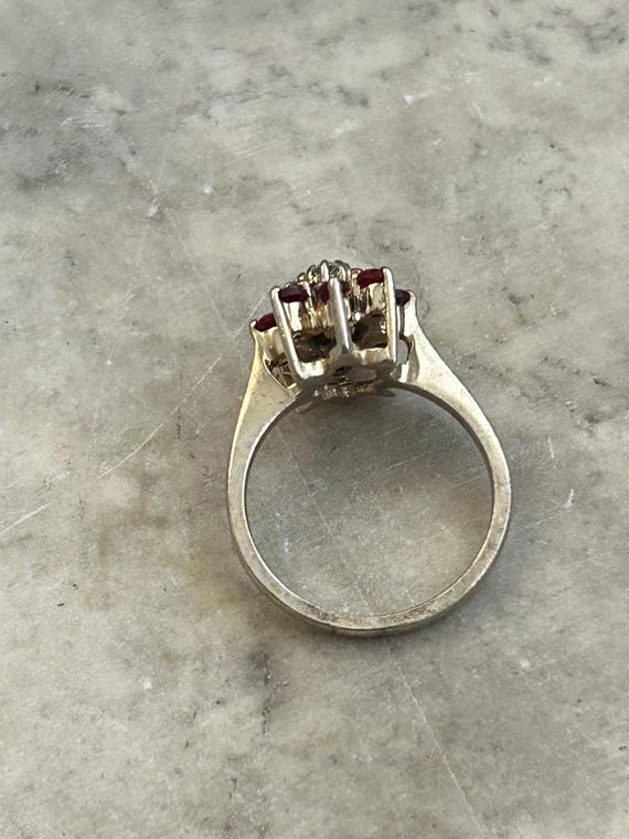 Vintage Ruby CZ Cluster Setting Gold Ring, Yellow… - image 10