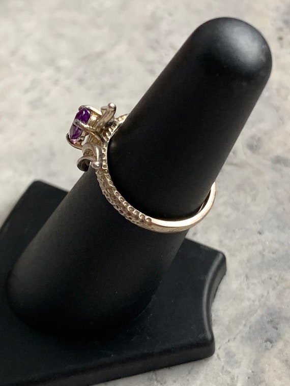 Vintage Oval Amethyst Ring, Solitaire Amethyst Ri… - image 7