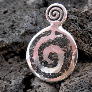 925 silver lava pendant with spiral, lava jewelry, pendant