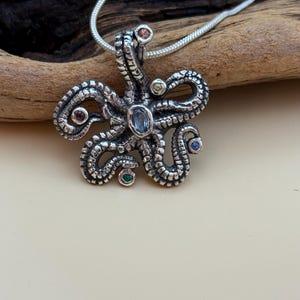 Starfish pendant 925 Sterling silver with gemstones, pendant 925 silver, nautical jewelry, gift for her