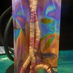 Orange & Pink Clay Beaded Choker Necklace  9 Inches