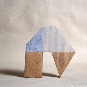 Modern house sculpture. Handpainted and gilded. Abstract House no.24