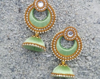 Handmade Silk Thread Chanbali Jhumki – Perfect Haldi & Mehendi Giveaway Earrings