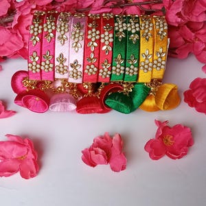 Kundan Silk Thread Openable Bangle with Latkan for Return Favors ,Haldi ,Mehndi Sangeet Favors