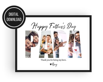 PAPA Photo Collage, Father's Day Gift, Custom Photo Print, Gift For Dad, Dad Birthday Gift, Instant Download, Printable File, Christmas Gift