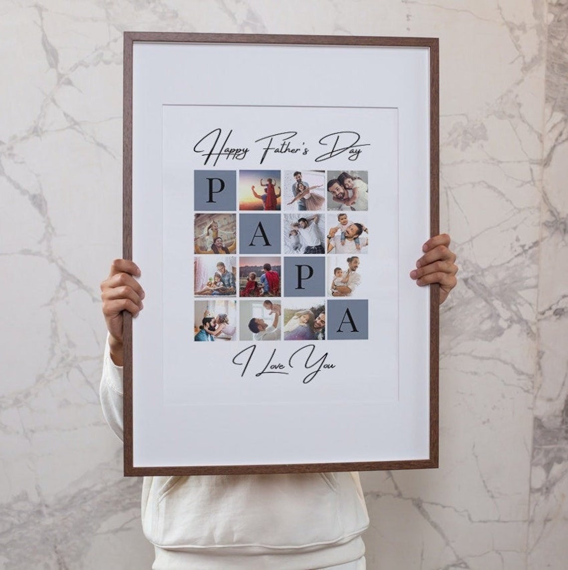 PAPA Photo Collage Father's Day Gift Custom Photo Print - Etsy