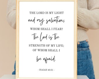 Isaiah 40:31 The Lord Is My Light And My Salvation Printable Popular Bible Verse, Scripture Wall Art Decor, Christian Home Instant Download
