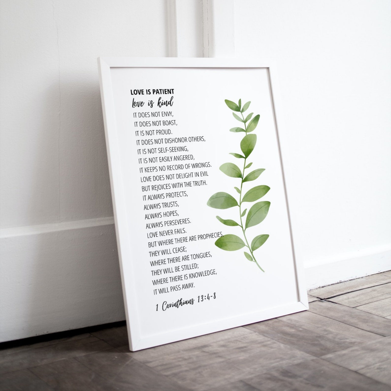 Love is Patient Printable Wall Art, 1 Corinthians 13, Printable Bible ...