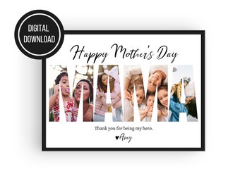 MAMA Photo Collage, Mother's Day Gift, Custom Photo Print, Gift For Mom, Mom Birthday Gift, Instant Download, Printable File, Christmas Gift