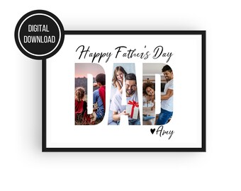 DAD Photo Collage, Father's Day Gift, Custom Photo Print, Gift For Dad, Dad Birthday Gift, Instant Download, Printable File, Christmas Gift