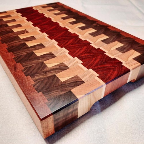 Zebra Wood End Grain Cutting Board Etsy Canada