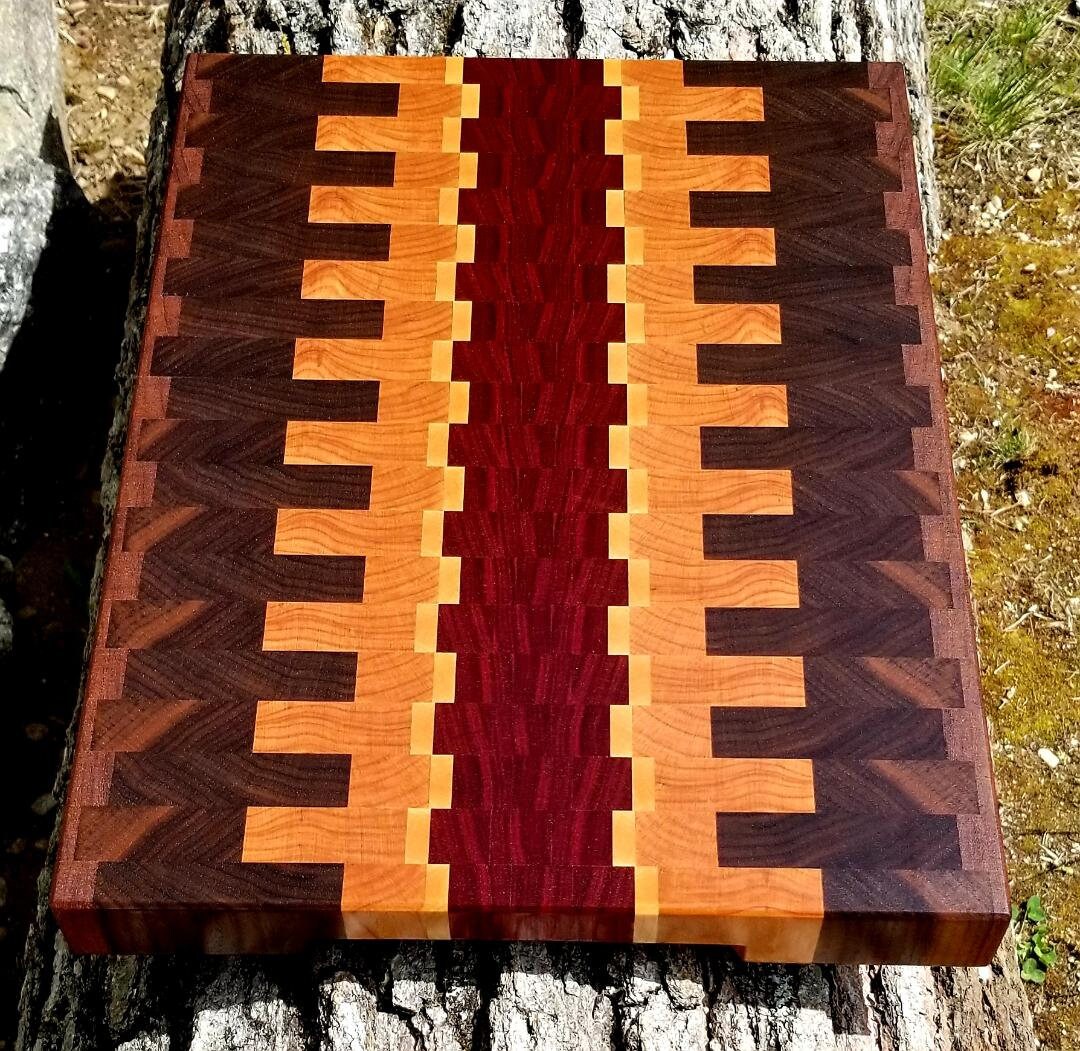 Black Walnut with Bloodwood and maple accents Wooden Carving Board Chiefs Board