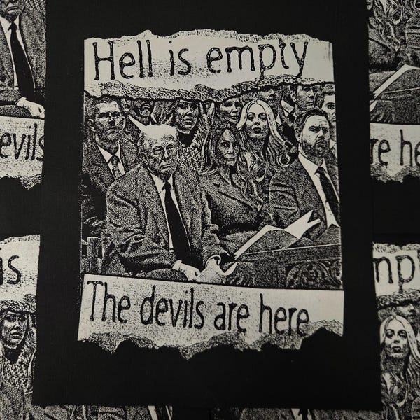 Naszywka punkowa z napisem HELL IS EMPTY na plecach, 11 x 14