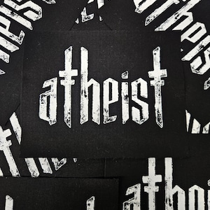 ATHEIST sew on punk patch 5 x 7