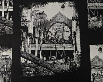 BURNED CHURCH backpatch sew on punk patch 11 x 14