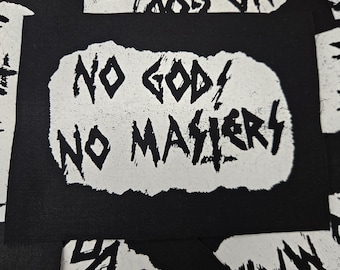 NO GODS no masters anarchism sew on punk patch 5 x 7