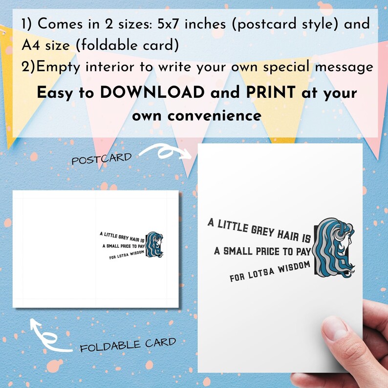 Funny Joke Printable Birthday Card for Girlfriend Grey Hair Etsy Canada