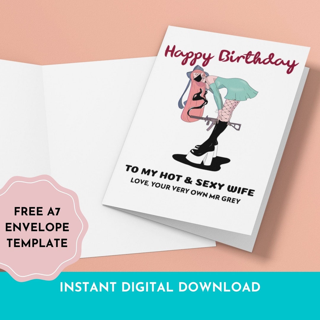 Sexy Printable Birthday Card for Wife From Husband to My Hot - Etsy