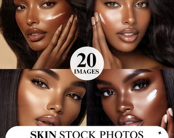 Luxury Skincare Stock Photos: Melanin Models, Website & Instagram (20 JPGs)