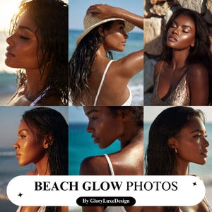 25 Beach Melanin Stock Photos, African American Beauty Stock Images, Aesthetic AI Photos, Esthetician Business, Skin Care Business Model