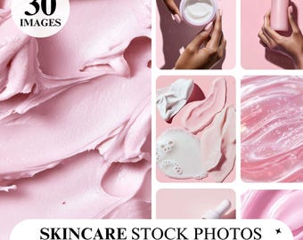 Fotos de stock de texturas de productos para el cuidado de la piel de color rosa: suero, crema y gel (30 imágenes)