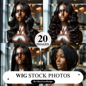 高級黒ウィッグのマネキンヘッド画像 20 枚、ストレート、ボディウェーブ、ヘア ウェブサイトのストック写真、ウィッグのストック写真、レースフロントウィッグ、Ai Beauty
