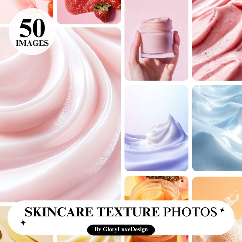 50 Skincare Texture Stock Photos: Cream Mockups, Pastel Beauty (jpgs ...