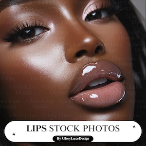 Lip Gloss Stock Photos: African American Models, AI Generated (JPG)
